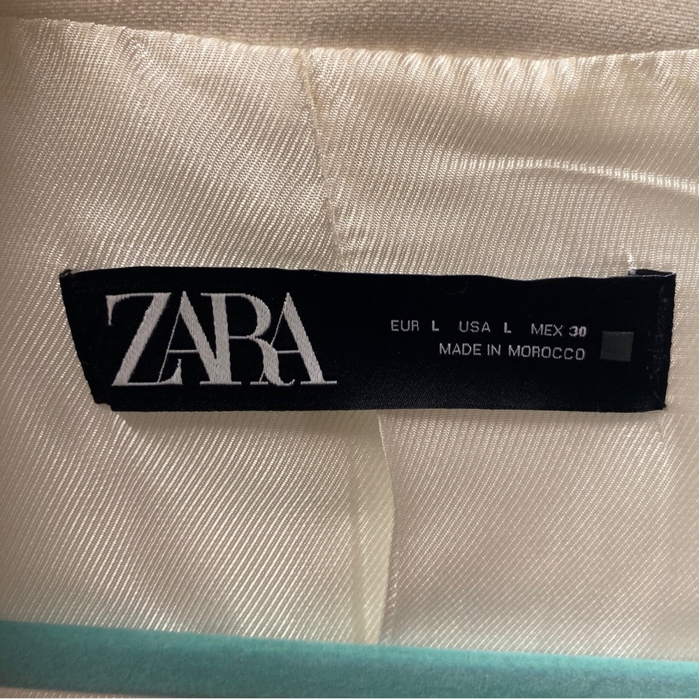 ZARA White Women's Blazer - Tailored Open Front | Size L - Picture 5 of 6